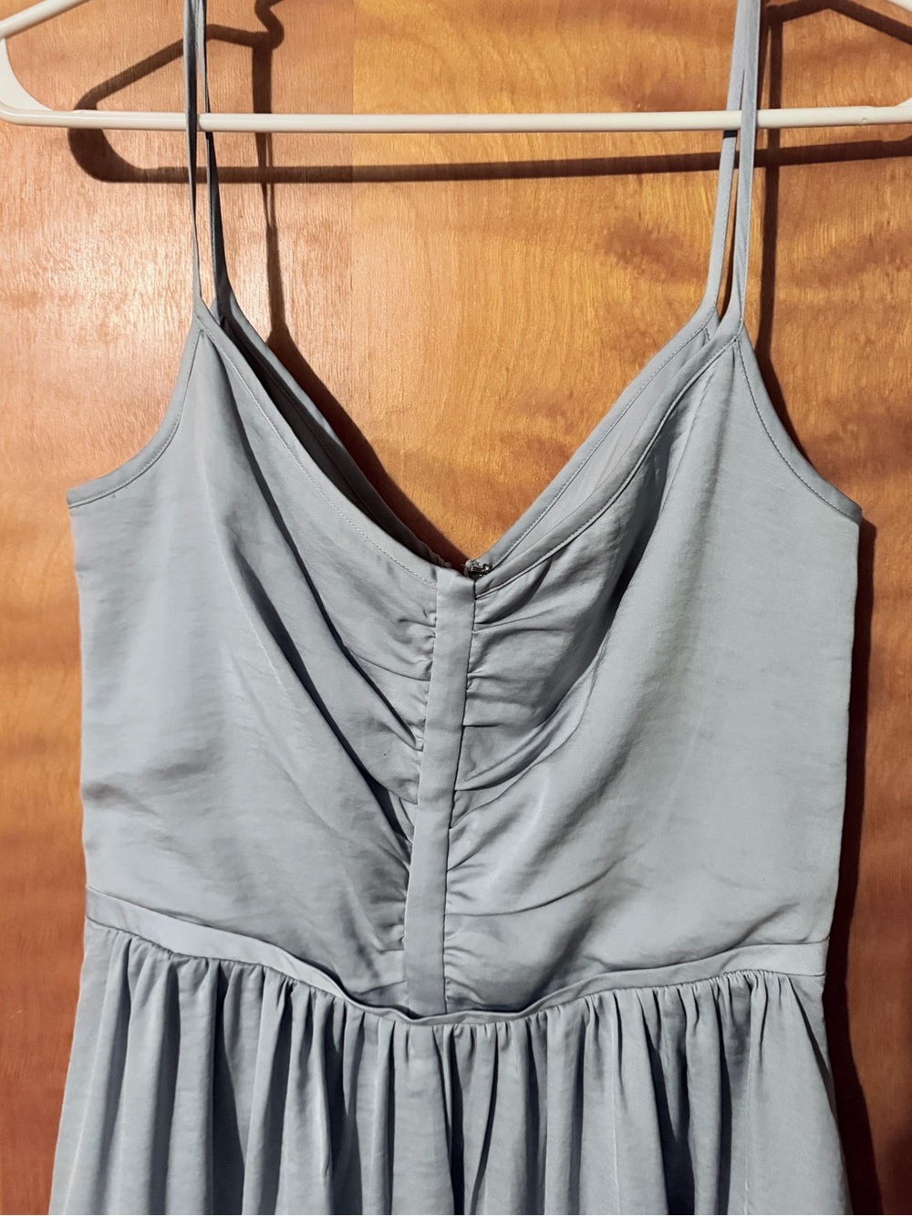 Banana Republic Silver Blue 100% Silk Ruched Shirred Mini Cocktail Party Dress 2 - Picture 2 of 7